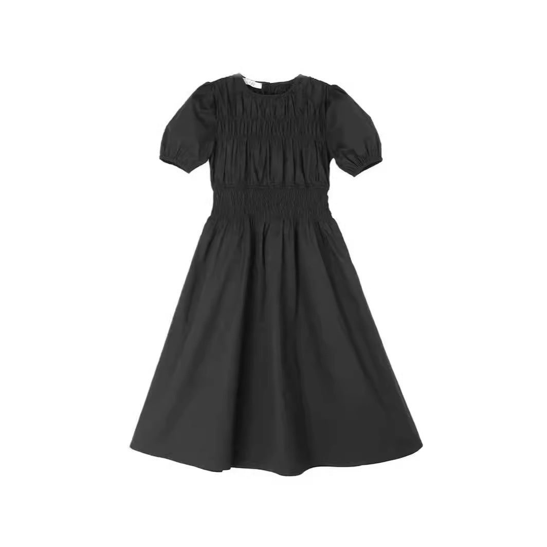 2024 Girls Short Sleeve Dress Summer New Medium and Large Children Slim A- Line Dresses