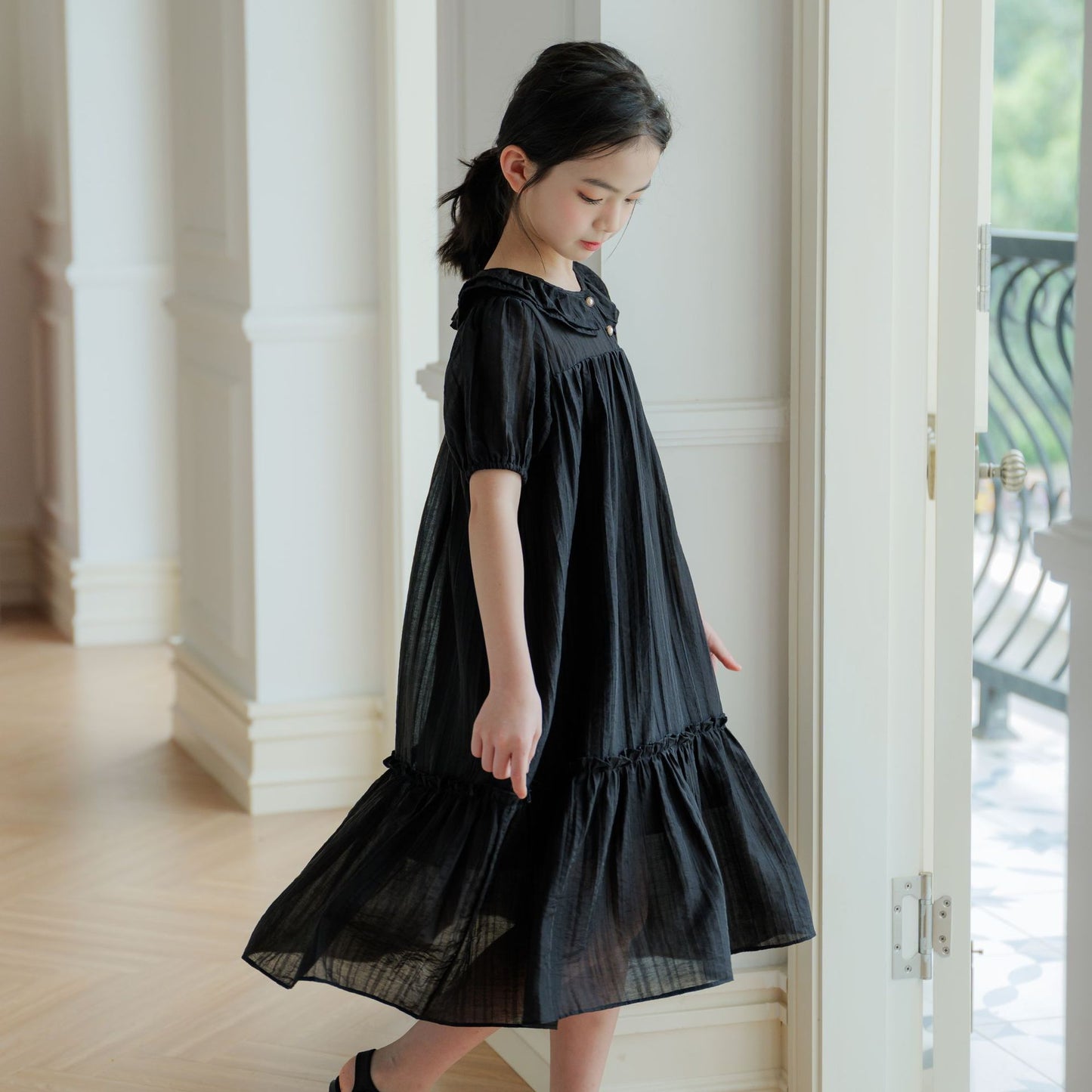 New Girls Dress Summer Western Style Puff Sleeve Girls Clothing Wholesale